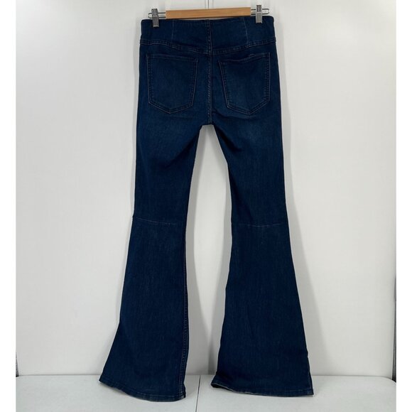Free People W27 Penny Pull On Flare Jeans High Rise Dark Wash Bell Bottom - Picture 2 of 14
